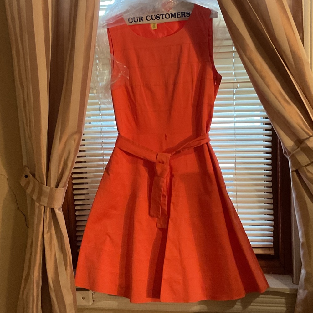 Calvin Klein Vibrant Orange Midi Dress